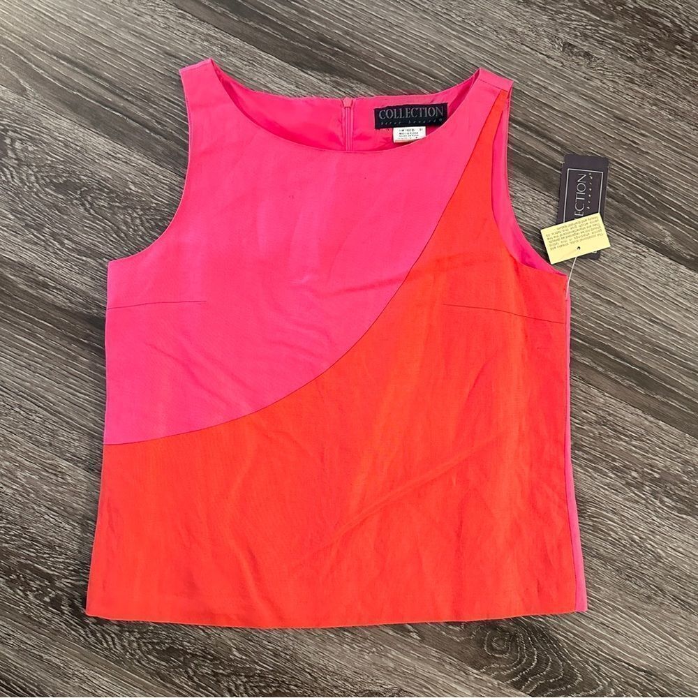 Harve Benard Collection Vintage Linen Colorblock Sleeveless Top